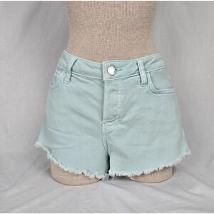 Paige Emmitt Jean Shorts Women's 25 Blue - Green Relaxed Button Fly Cut Off